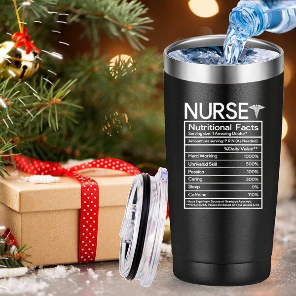 Nurse Nutritional Facts Travel Mug Tumbler. Nurse Gifts. Funny Nurses